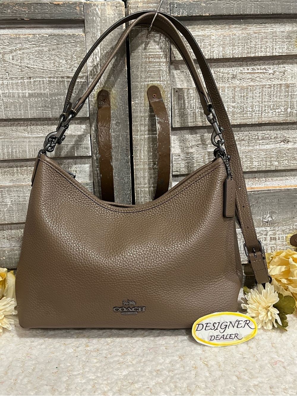 Coach Leather Laurel Shoulder Bag CR148 Dark Stone EUC!
